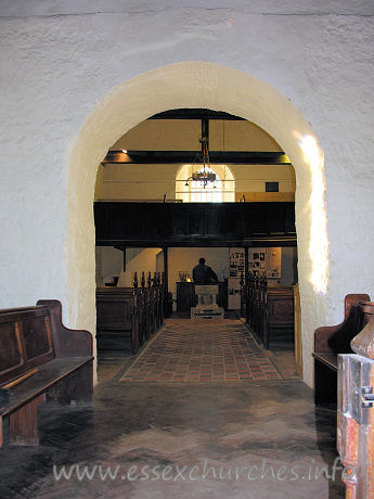 All Saints, Vange Church – Looking W through the chancel arch.