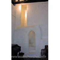 All Saints, Vange Church – Interior 6: The rood stairs. Information at the back of the church describes how the external walls of the rood stairs were effectively dismantled stone-by-stone during the restoration, and then carefully pieced back together again.