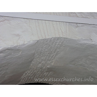 All Saints, Vange Church – Interior 10: Tiles were used in the restoration of the chancel arch.
