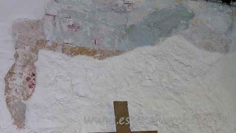 All Saints, Vange Church – Fragments of a wall painting, on the S chancel wall.
