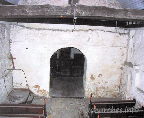 All Saints, Vange Church – The nave, before restoration, taken from the West gallery. Again, taken from a picture on display inside the church.