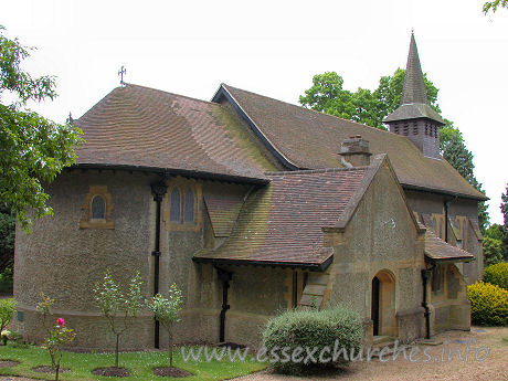 St Mary the Less, Great Warley Church – It was directly after taking this shot that I decided to sit down, and consult the oracles ... aka Pevsner and Fitch. Apparently, I was about to enter "an orgy of the English Arts-and-Crafts variety of the international Art Nouveau." * "probably the best Art Nouveau church in England" ** So ... what did that mean to me? Er ... not a lot ... just that I was about to see the best example of something in the country. But I couldn't help but think arty-farty. * Nikolaus Pevsner - The Buildings of England: Essex ** Canon John Fitch - Essex Churches and Chapels