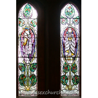 St Mary the Less, Great Warley Church – Stained Glass 5: The wording at the bottom of the window reads "O praise the Lord of heaven. Praise Him in the height."