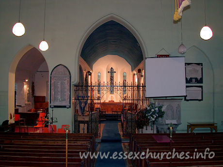 St Peter & St Paul, Dagenham Church – In the Nave. Looking through the chancel arch to the original C13 chancel.