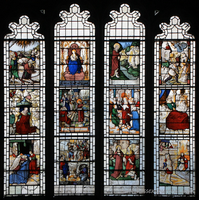 St Mary the Virgin, Prittlewell Church – Stained Glass 4: This ancient stained glass is erected to the Glory of GOD in memory of Sir Arundell Neave, Baronet who died September 21st 1877, by his widow The Honourable Gwyn Gertrude - Lady Neave. Airey Neave, assassinated in 1979, whilst a member of Margaret Thatcher's opposition party, is related to Sir Arundell Neave.