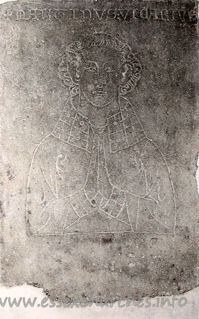 St Margaret, Barking Church – "MARTINUS VICARIUS" This incised slab lies just inside the chancel, on the north wall. It is to Martin, first vicar of Barking.