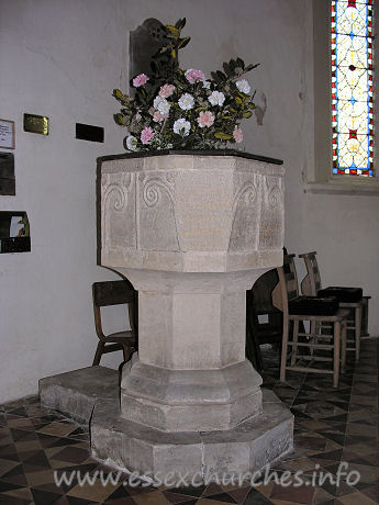 St John the Baptist, Little Maplestead Church – The font, possibly C11.