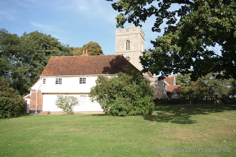 St Mary the Virgin, Matching Church – The marriage feast room - late C15. Built, according to Philip Morant, 'for the entertainment of poor people on their wedding day'.