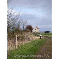 St Peter-on-the-Wall, Bradwell-juxta-Mare Church – Exterior 3: Getting closer ... The chapel was built shortly after St Cedd's arrival (AD 653), down the east coast from Lindisfarne. Built as St Peter's Cathedral in AD 654, it has had a varied life, seeing it used as a barn, and then finally being restored for use as a chapel in 1920.