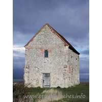 St Peter-on-the-Wall, Bradwell-juxta-Mare Church – Exterior 11: The W wall, showing the reused Roman bricks around the window.