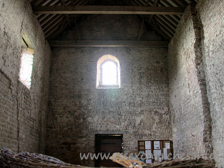 St Peter-on-the-Wall, Bradwell-juxta-Mare Church – The interior, looking west from the altar.