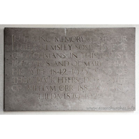 St Mary the Virgin, North Shoebury Church – Monument 9: In loving memory of Arthur Mills Kemsley some time of Crouchmans in this parish 1842-1908 and of Mary Emma his wife 1842-1925. Also of their daughters Doris, wife of William Orr 1882-1913 and Hilda 1879-1922.