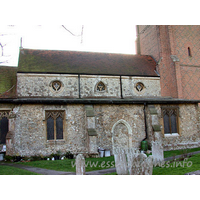St Andrew, Rochford Church – Exterior 3: Here you can see the Victorian N aisle, with clerestory windows.