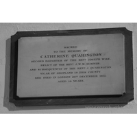 St Andrew, Rochford Church – Monument 4: Sacred to the memory of Catherine Quarington - second daughter of the Revd Joseph Wise, relict of the Revd J.W.M. Sumner and subsequently of the Revd J. Quarington, vicar of Shopland in this county. She died in London 26th December 1845 aged 58 years.