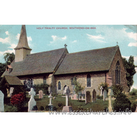 Holy Trinity, Southchurch Church – Postcard 2: And again, the Norman church, before enlargement, seen here from the south. Postcard - The IXL Series