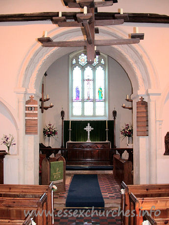 St Andrew, South Shoebury Church – Norman arch with one order of columns.