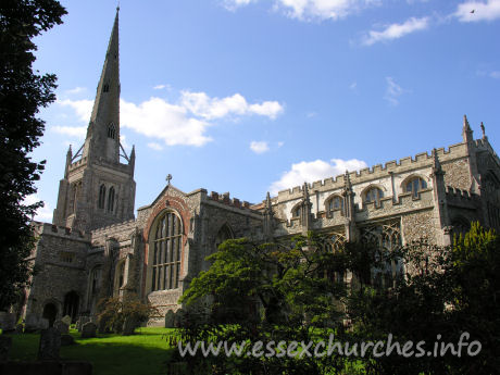 St John the Baptist, Thaxted Church – During the 14th and 15th centuries, Thaxted was one of the wealthiest places in Essex. From Pevsner: "Its present population of about 1,800 makes one forget that it vied in business importance with Saffron Walden and indeed many towns now ten and twenty times as populous. Yet only by remembering that can the size of the church be understood."