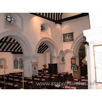 St Helen & St Giles, Rainham Church – Interior 7: The north arcade, showing the huge square piers. Note also, the two Early English wall arches, just to the left of the chancel arch. These constitute the only major later alteration.
