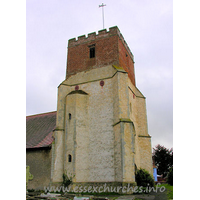 All Saints, Dovercourt Church – Exterior 2: The W tower is perpendicular, with diagonal buttresses and battlements.