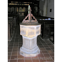 All Saints, Dovercourt Church – Miscellaneous 1: C14 font with cusped panels of tracery and quatrefoils.