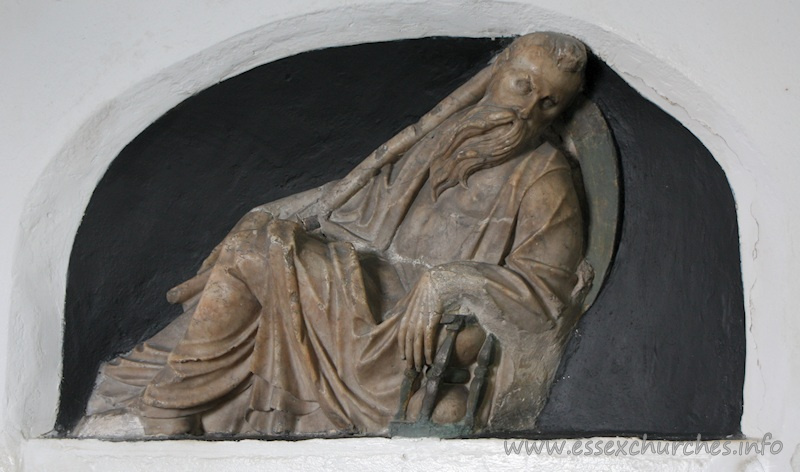 St Peter, Little Warley Church – A reclining Old Father Time. The remaining fragment of a lost monument.
