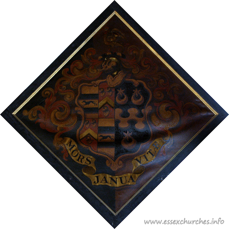 St Giles & All Saints, Orsett Church – For Richard Baker, of Orsett Hall, who married Elizabeth Bateman and died 22 April 1751, aged 43. Details taken from Hatchments in Britain: 6, Edited by Peter Summers