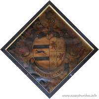 St Giles & All Saints, Orsett Church – Hatchment 4: For Richard Baker, who married Jane, daughter of Sir Clement Trafford and Jane Trafford-Southwell, and died 9 July 1827, aged 82. Details taken from Hatchments in Britain: 6, Edited by Peter Summers