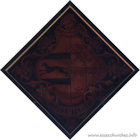 St Giles & All Saints, Orsett Church – Hatchment 5: For Jane, widow of Richard Baker. She died 19 February 1849, aged 85. Details taken from Hatchments in Britain: 6, Edited by Peter Summers