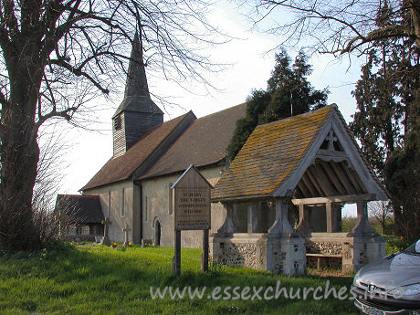 St Mary, Aythorpe Roding Church – The church sports a C15 belfry with broach spire.