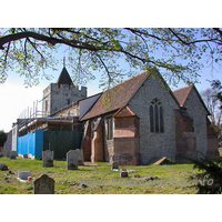 St Michael, Aveley Church – Exterior 1: Much of the church was obscured by building work on this visit.