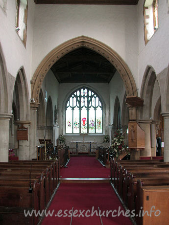 St Andrew, Hornchurch Church – The interior, looking E towards the chancel.