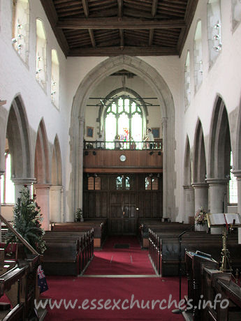 St Andrew, Hornchurch Church – Looking west. The bell ringers were in action during our visit.