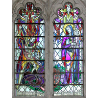St Mary the Virgin, Little Wakering Church – Stained Glass 3: In memory of Elizabeth, wife of John Vallance - Born Jany 8th 1835, Died June 12th 1877 === Louisa Catherine Daniel - Born Feby 13th 1838, died April 11th 1872. === Arthur William Trollope Daniel B.A. Barr at Law - Born Jany 3rd 1841 - Died Jany 26th 1873 + W.M. Daniel - Vicar.