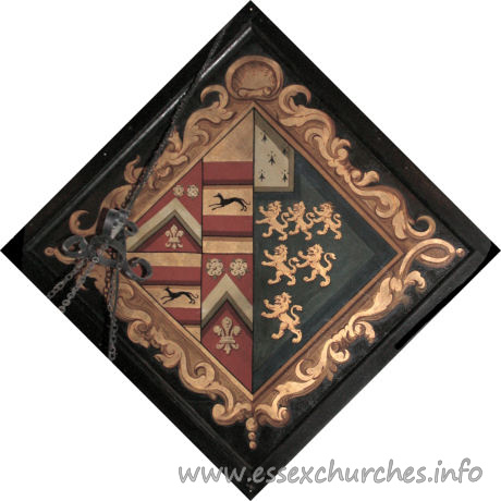 St Germain, Bobbingworth Church – For Frederica, widow of Capel Cure. She died 23 Feb 1878, aged 76. Details taken from Hatchments in Britain: 6, Edited by Peter Summers