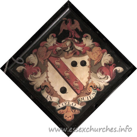 St Germain, Bobbingworth Church – For John Clarke, who married Elizabeth, daughter of Sir R. Haddock, and died 1726. Details taken from Hatchments in Britain: 6, Edited by Peter Summers