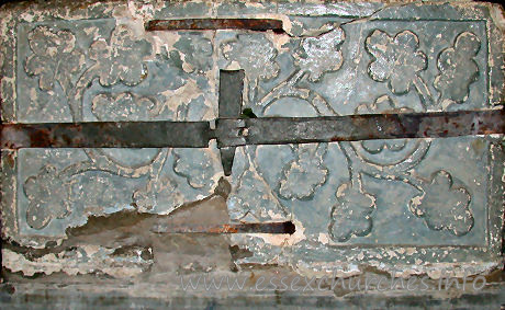 St Edmund, Abbess Roding Church – This side of the font shows a Norman foliage trail.