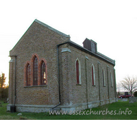 All Saints, South Fambridge Church – Exterior 2: This yellow brick building is a simple chapel. It consists of a nave and chancel only. All windows are lancet style.