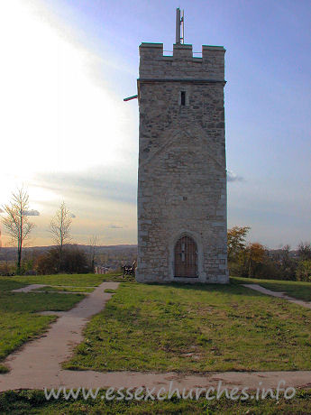 St Michael, Pitsea Church – The shape of the roof can still be seen on the east side of the tower. The loss of the main church structure is not as catastrophic as the loss of the tower would have been. The small church was rebuilt in 1871, by Sir Arthur Blomfield. For more pictures of this church, including some when the church was still intact, and one of the church slowly becoming rubble, visit the St Michael's, Pitsea pages on the excellent Basildon History Online website. There is also an interesting recount of some archaeological excavations on this site, courtesy of The Rochford Hundred Field Archaeology Group (link not working at time of migration from my old site).