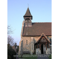 St Catherine, Wickford Church – Exterior 2: The belfry houses two medieval bells. They are now only rung in a stationary position, one above the other.