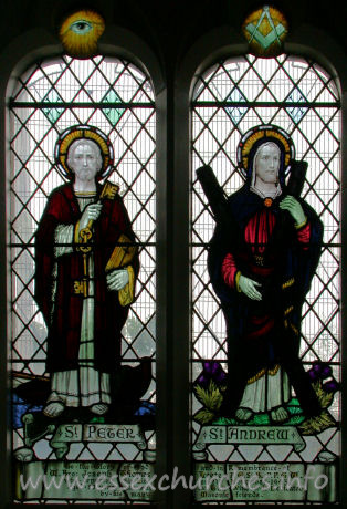 St Catherine, Wickford Church – This window in the south wall depicts St Peter and St Andrew, and is dedicated to Joseph Leete. He was a Churchwarden and a benefactor to the church. He provided, amongst other things, acetylene for the church's lighting plant (before the arrival of electricity).
