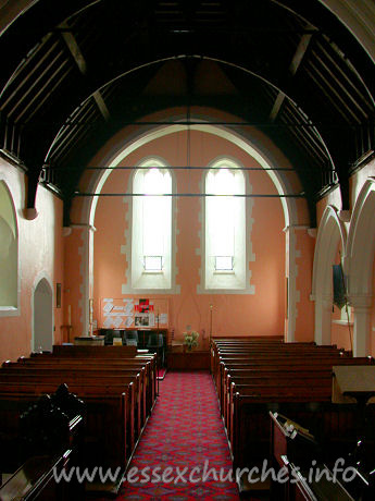 St Catherine, Wickford Church – Looking west from the chancel.