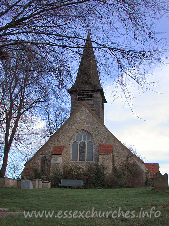 St Peter, Thundersley Church – The church looks ready to pounce from this angle. This view also shows the incredibly low eaves that are no more than nine feet from the ground.