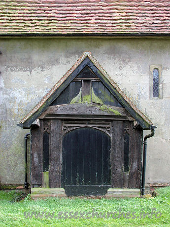 St Margaret, Stanford Rivers Church – The N porch, late C15, now blocked, to accommodate the N church vestry.