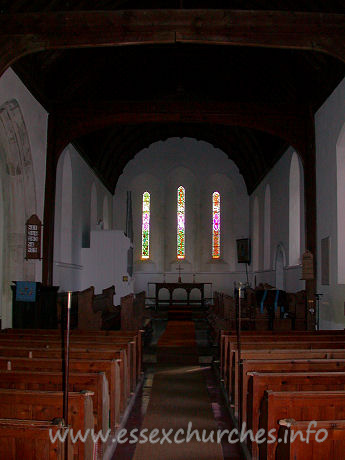 St Mary, Broxted Church – The chancel has its original lancet windows, though the nave has no early features.