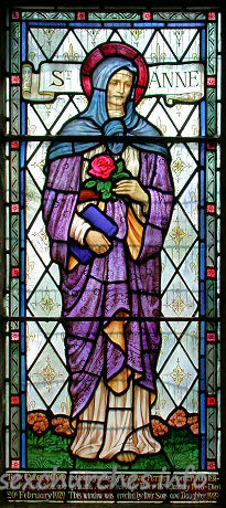 St Peter, Paglesham Church – This glass in the south chancel wall is in memory of Zachary and Alice Pettit. Zachary Pettit was a benefactor towards the 1883 restoration.