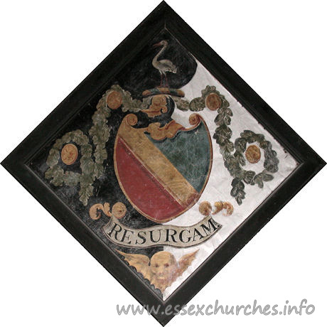 St Peter, Paglesham Church – For John Massu, or Langtons, Hornchurch and Paglesham, died 18 December 1807, aged 49. Details taken from Hatchments in Britain: 6, Edited by Peter Summers