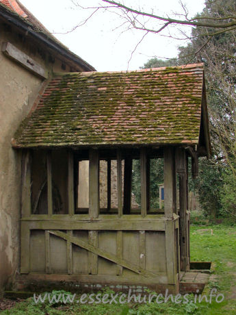 St Mary, Mundon Church – The north porch. My lovely fiancée, Julie is hiding just around the corner! Hewett (Church Carpentry, Phillimore 1974) says of the porch, "the finest example of its kind seen in the county". It is dated c.1600.