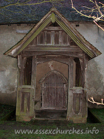 St Mary, Mundon Church – The north porch, seen here, slightly before sunset.