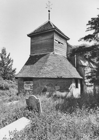St Mary, Mundon Church – Showing the church before being taken into the care of the Friends of Friendless Churches. Kindly reproduced by kind permission of the Friends of Friendless Churches.