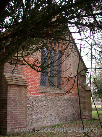All Saints, Berners Roding Church – An early C16 brick E window.